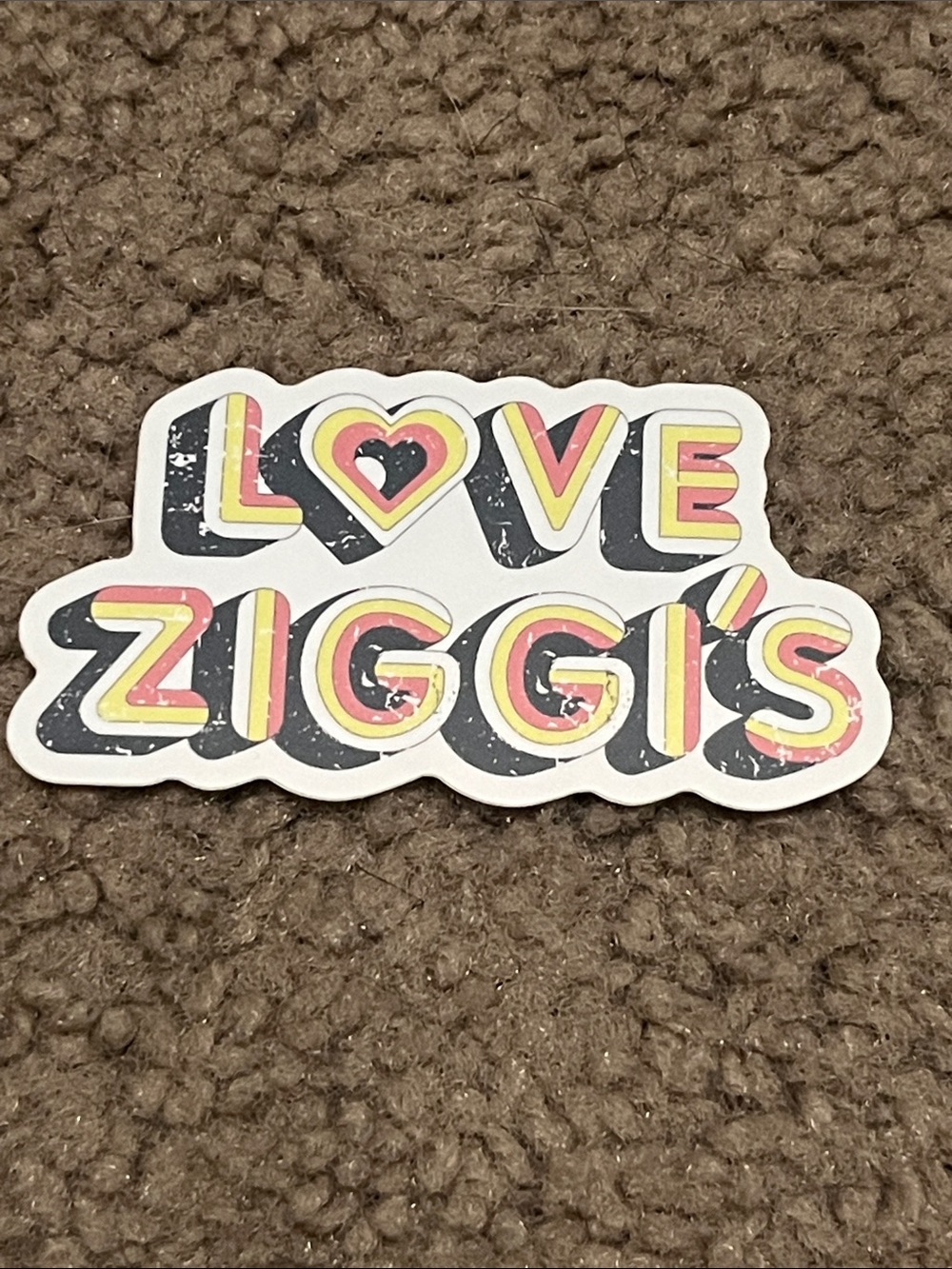 Love Ziggi's Retro Sticker in White, Pink & Yellow